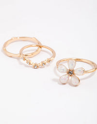 Gold Opal Flower & Diamante Ring Pack - link has visual effect only