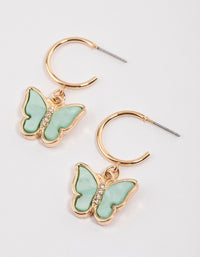 Green Acrylic Butterfly Huggie Earrings - link has visual effect only