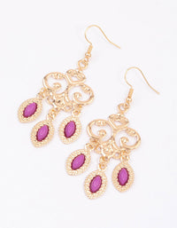 Pink Filigree Teardrop Marquise Drop Earrings - link has visual effect only
