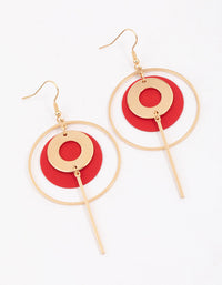 Red Multi Open Circle Drop Earrings - link has visual effect only