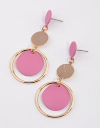 Pink Multi Graduating Disc Drop Earrings - link has visual effect only