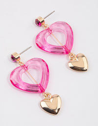 Pink Open Acrylic Heart Drop Earrings - link has visual effect only
