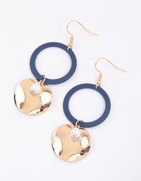 Blue Open Disc Pearl Drop Earrings - link has visual effect only