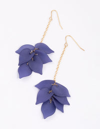 Blue Chain Petal Cluster Drop Earrings - link has visual effect only