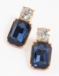 Blue Round & Radiant Stud Earrings - link has visual effect only