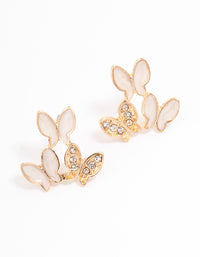 Blush Diamante Butterfly Stud Earrings - link has visual effect only