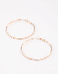Rose Gold Basic Textured Hoop Earrings - link has visual effect only