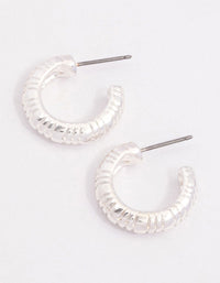 Silver Mixed Corrugated Hoop Earrings - link has visual effect only