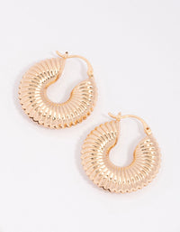 Gold Corrugated Hoop Earrings - link has visual effect only