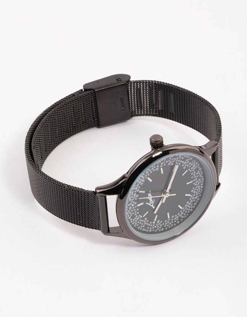 Dtty Black Glitter Double Watch - Lovisa