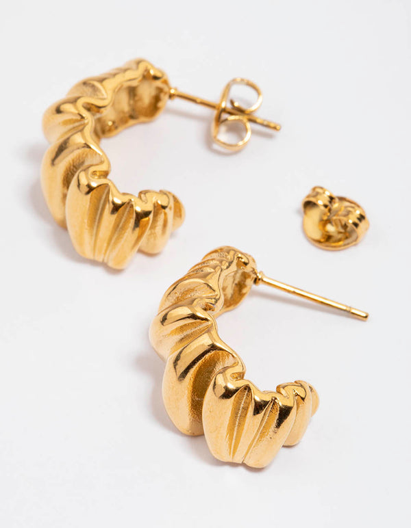 Waterproof Gold Plated Stainless Steel Small Organic Hoop Earrings