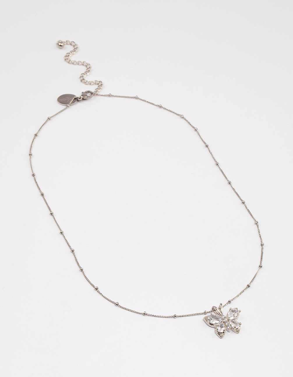 Waterproof Stainless Steel Cubic Zirconia Butterfly Necklace
