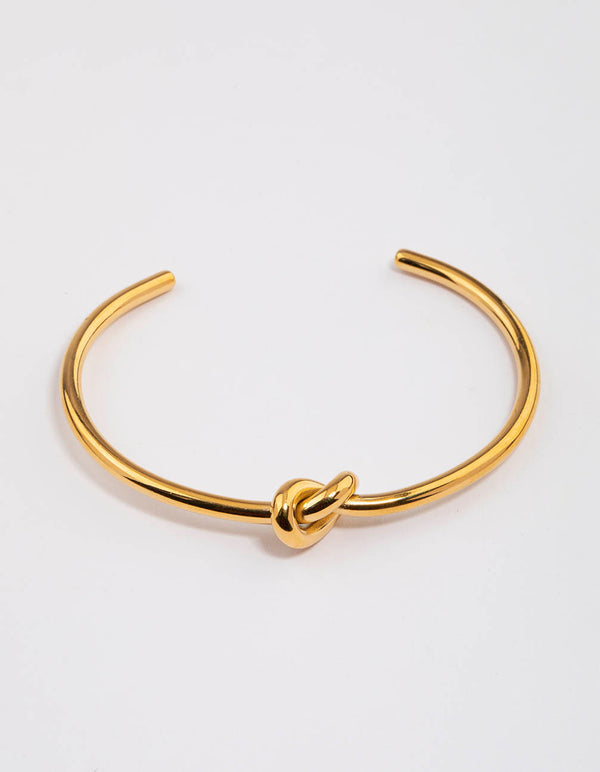 Waterproof Gold Plated Stainless Steel Basic Knotted Wrist Cuff