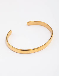 Gold Plated Stainless Steel Classic Plain Wrist Cuff - link has visual effect only