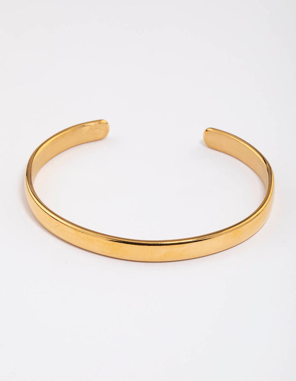 Waterproof Gold Plated Stainless Steel Classic Plain Wrist Cuff