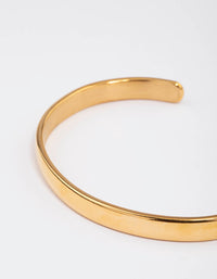 Gold Plated Stainless Steel Classic Plain Wrist Cuff - link has visual effect only