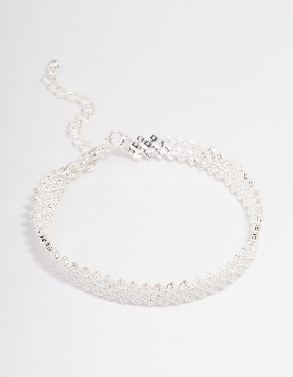 Silver Plated Round Stone Diagonal Tennis Bracelet