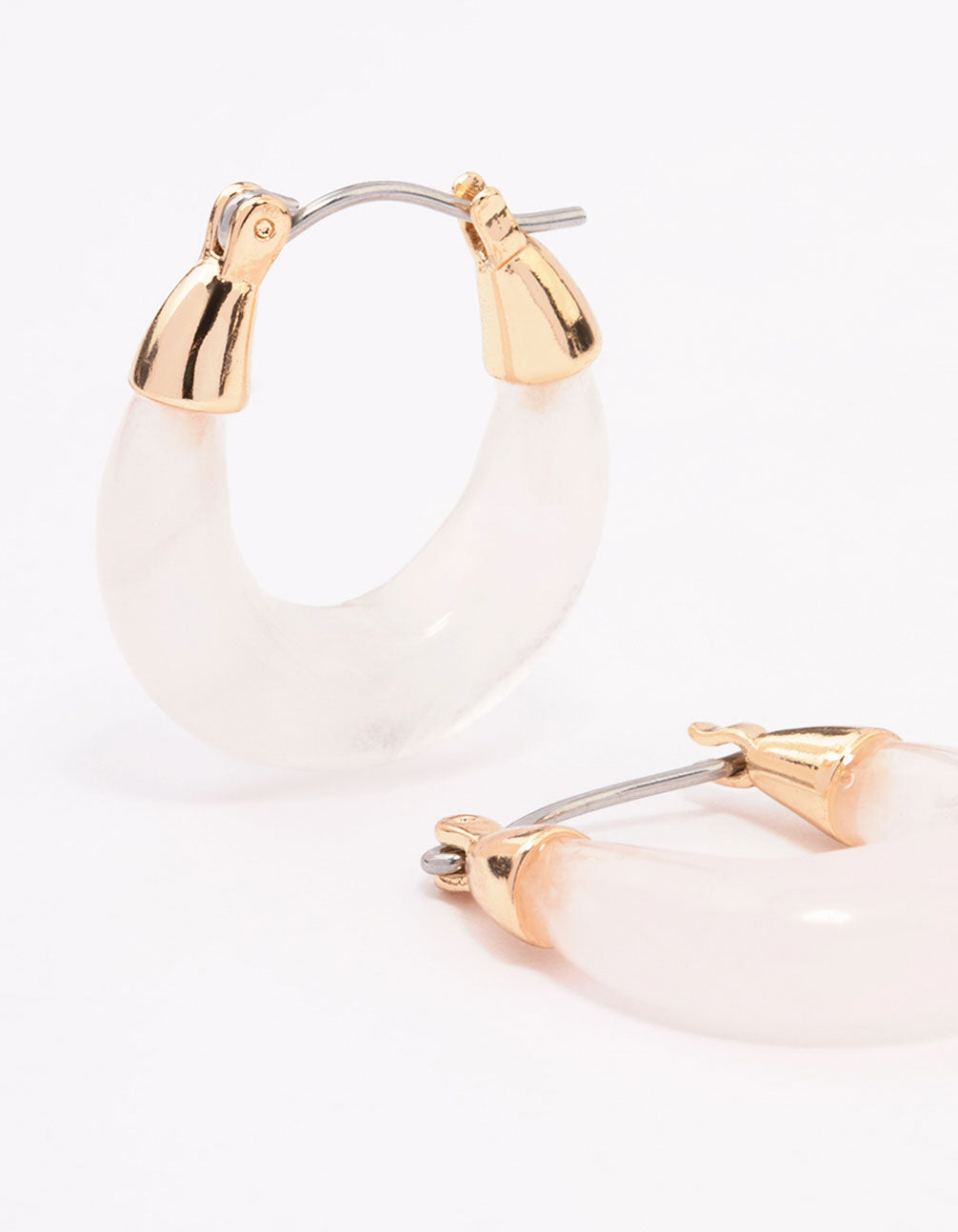 Gold Rose Quartz Chunky Mini Hoop Earrings