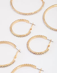 Gold Mixed Size Diamante Hoop Earrings - link has visual effect only