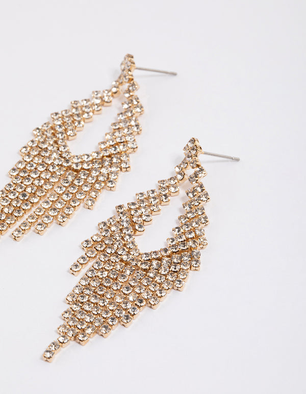 Gold Cup Chain Cascade Earrings