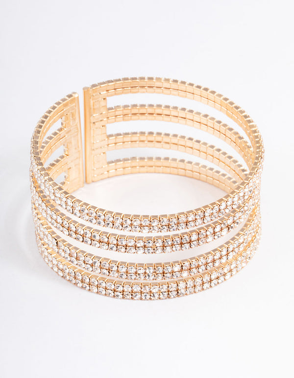 Gold Four Row Cup Chain Bangle