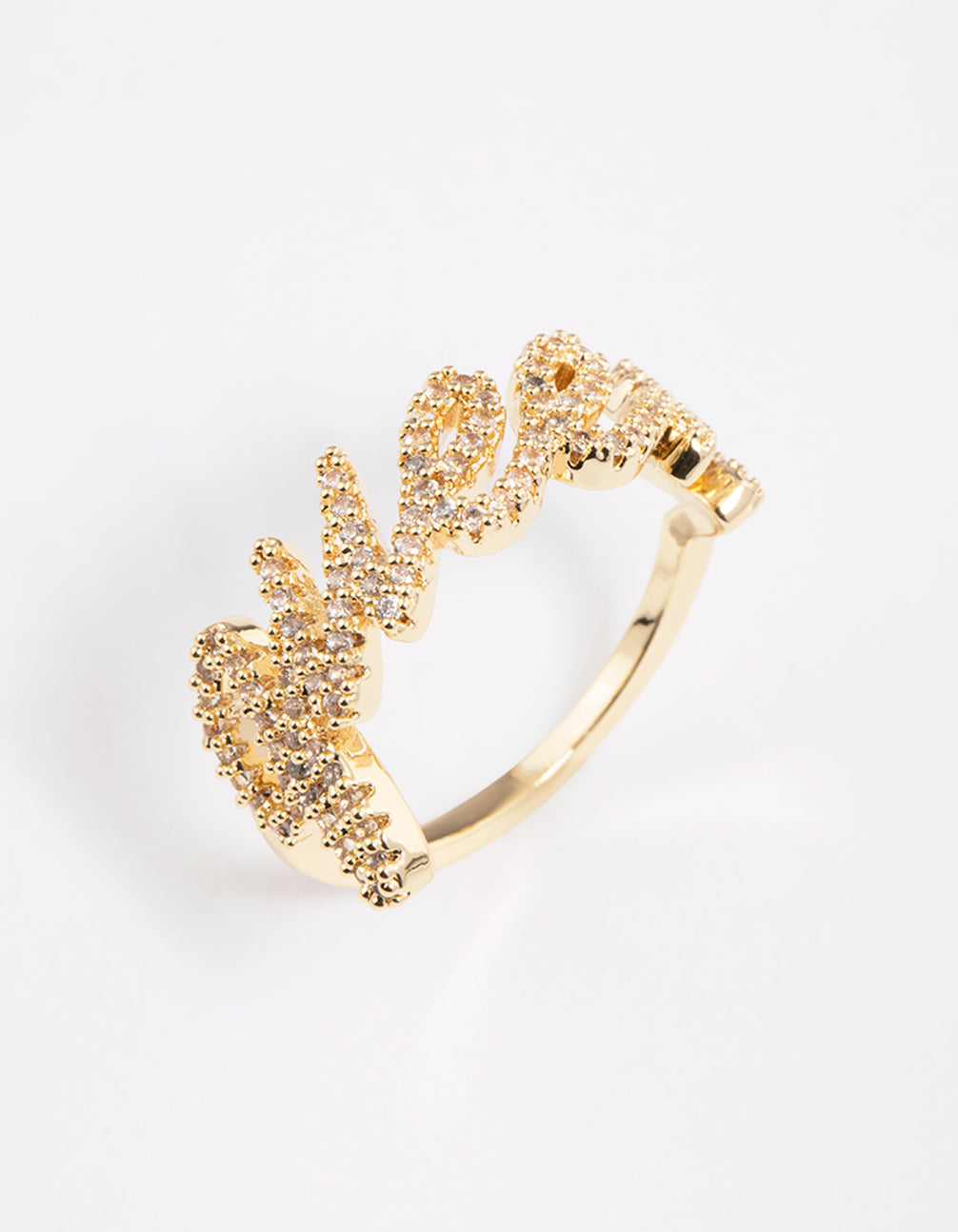 Gold Plated Queen Script Ring