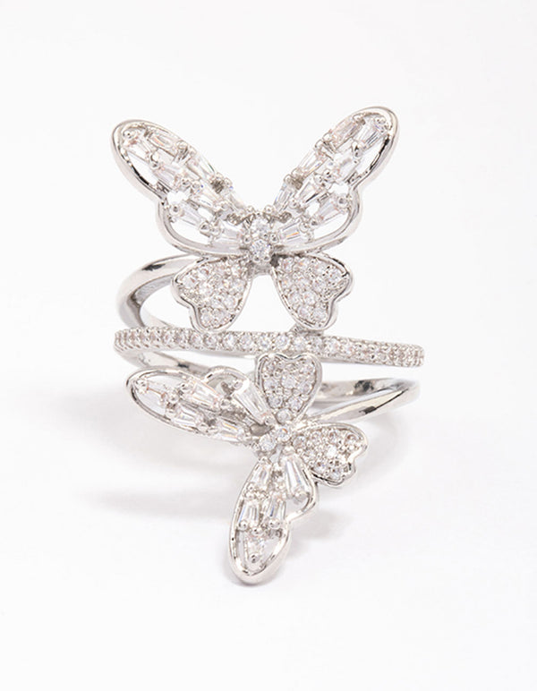 Silver Double Butterfly Ring