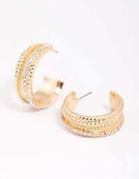 Gold Chain Diamante Hoop Earrings 25mm - link has visual effect only
