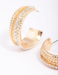 Gold Chain Diamante Hoop Earrings 25mm - link has visual effect only