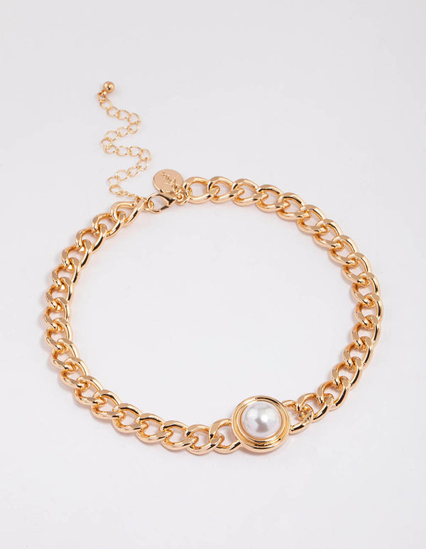 Gold Chain Statement Pearl Choker