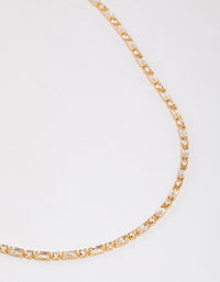 Gold Plated Cubic Zirconia Round & Baguette Tennis Necklace - link has visual effect only