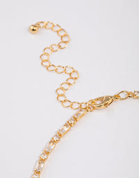 Gold Plated Cubic Zirconia Round & Baguette Tennis Necklace - link has visual effect only