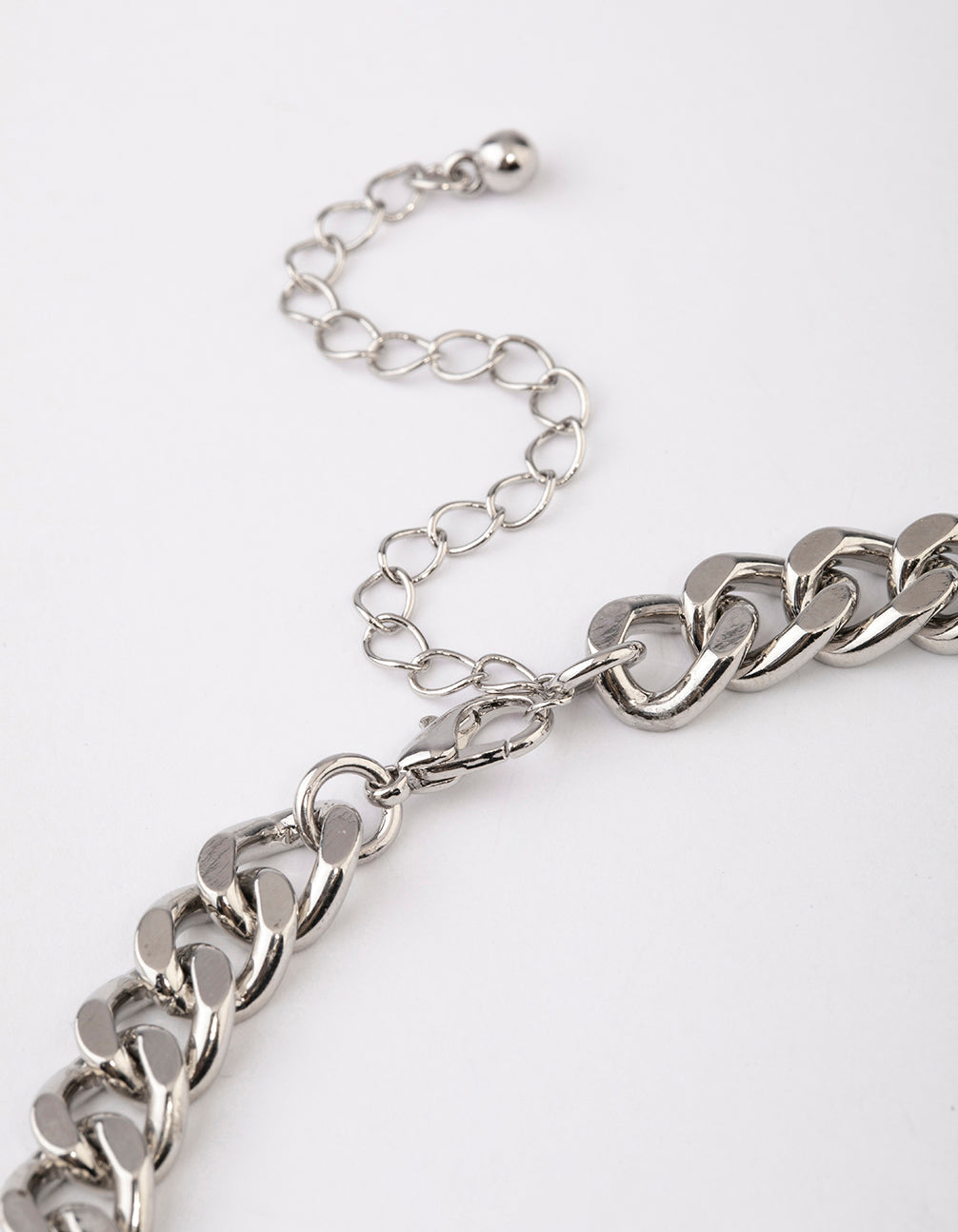 Silver Thick Chain Diamante Fringe Necklace