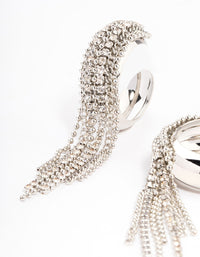 Silver Diamante Statement Tassel Hoop Earrings - link has visual effect only