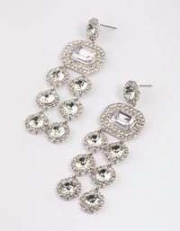 Silver Diamante Statement Layered Drop Earrings - link has visual effect only