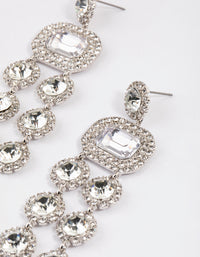 Silver Diamante Statement Layered Drop Earrings - link has visual effect only