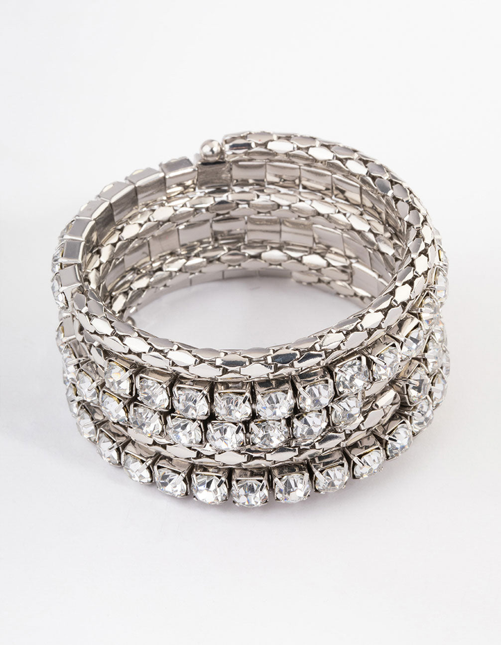 Silver  Chunky Diamante Chain Wrapped Bracelet