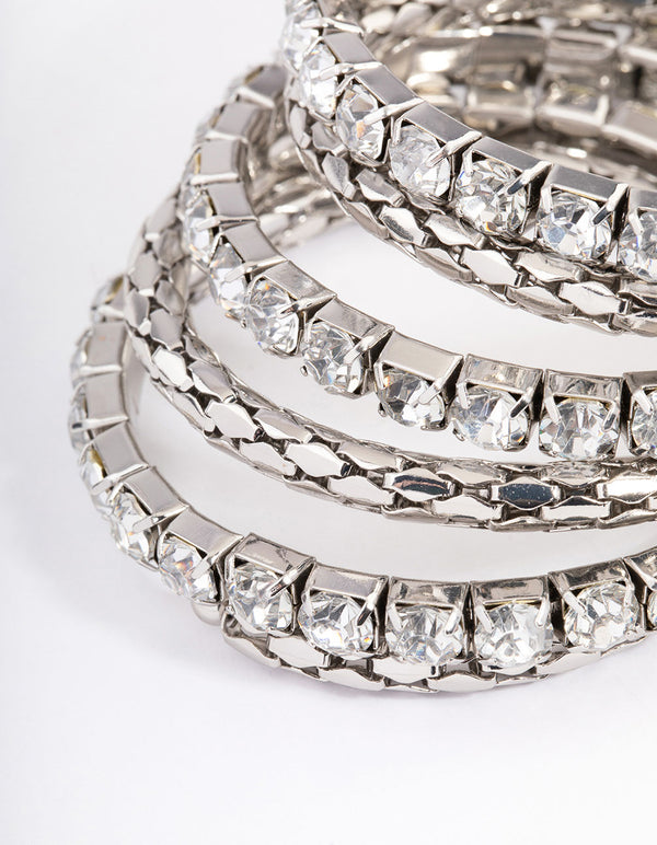 Silver  Chunky Diamante Chain Wrapped Bracelet