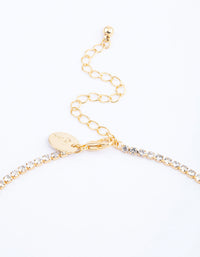 Gold Plated Cup Chain Cubic Zirconia & Freshwater Pearl Drop Necklace - link has visual effect only