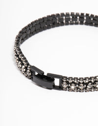 Black Thin Triple Row Diamante Tennis Bracelet - link has visual effect only