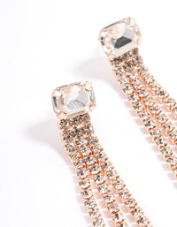 Rose Gold Stone Cup Chain Triple Row Drop Earrings - link has visual effect only