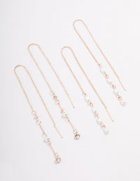 Rose Gold Pearly Diamante Thread Through Earring Pack - link has visual effect only