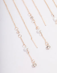 Rose Gold Pearly Diamante Thread Through Earring Pack - link has visual effect only