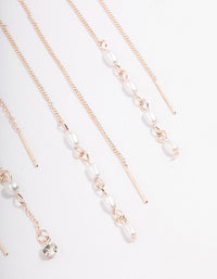 Rose Gold Pearly Diamante Thread Through Earring Pack - link has visual effect only
