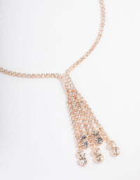 Rose Gold Diamante Tassel Y-Shape Necklace - link has visual effect only