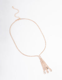 Rose Gold Diamante Tassel Y-Shape Necklace - link has visual effect only