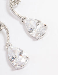 Silver Cubic Zirconia Floral Teardrop Earrings - link has visual effect only