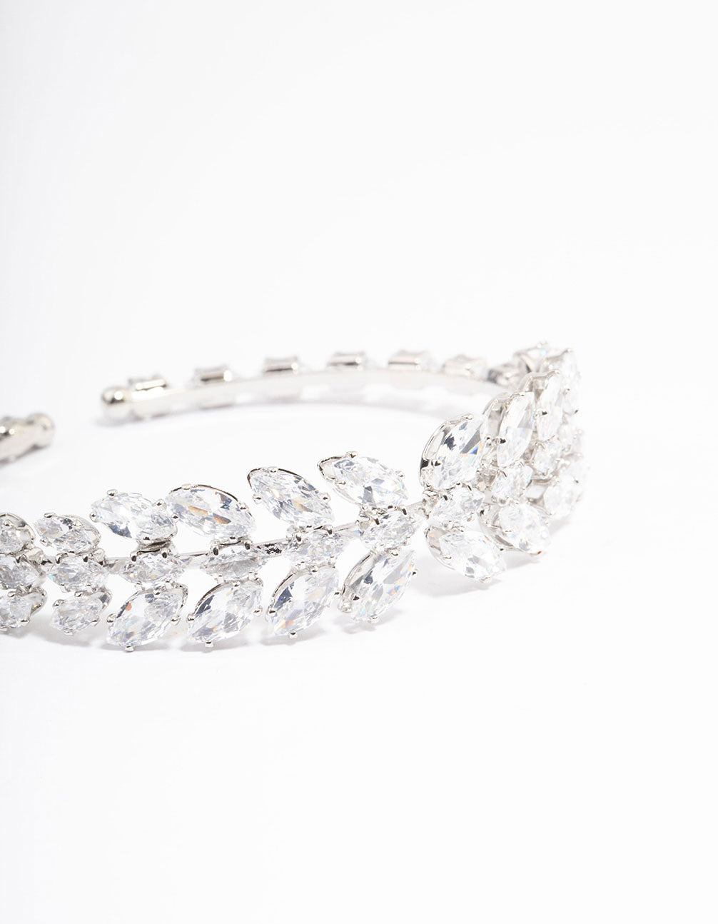 Silver Cubic Zirconia Statement Marquise Wrist Cuff