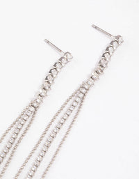 Silver  Cubic Zirconia Skinny Stranded Drop Earrings - link has visual effect only