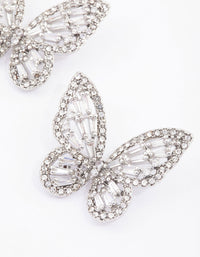Silver Flutter Butterfly Cubic Zirconia Stud Earrings - link has visual effect only